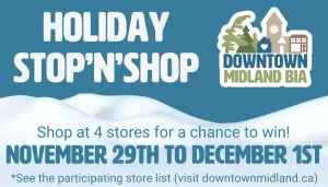 Holiday Stop'n'Shop November 29th to December 1st